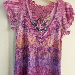 Woman's Blouse, Rayon, Beaded Applique, size PL